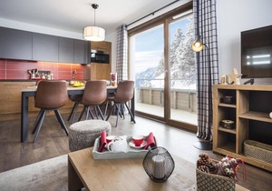 Wifi, 200m from shops, fitness, swimming pool, terrace, balcony, tv, ski locker, 57-63m²
