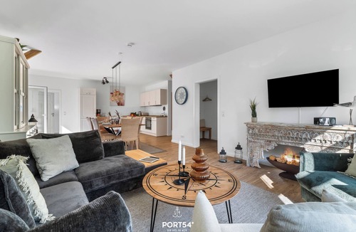 Hedwigenkoog Apartment | Flunder- Moderne Ferienwohnung auf 94 m² mit Balkon und Strandkorb