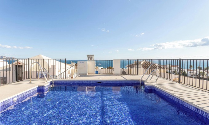 Nerja City Centre Apartment | Apartment 'Luxury CARABEO 2000 2-1' with Pool, Garden, Wi-Fi & A/C