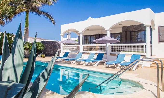 Playa Blanca Villa | Private Villa With Electric Heated Pool and Wifi, Mature Gardens Close To Town