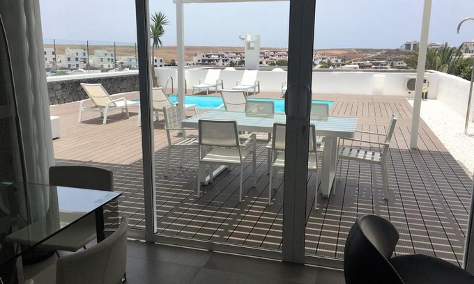 Playa Blanca Villa | Villa Vistas Ajaches with private heated pool wifi air conditioning